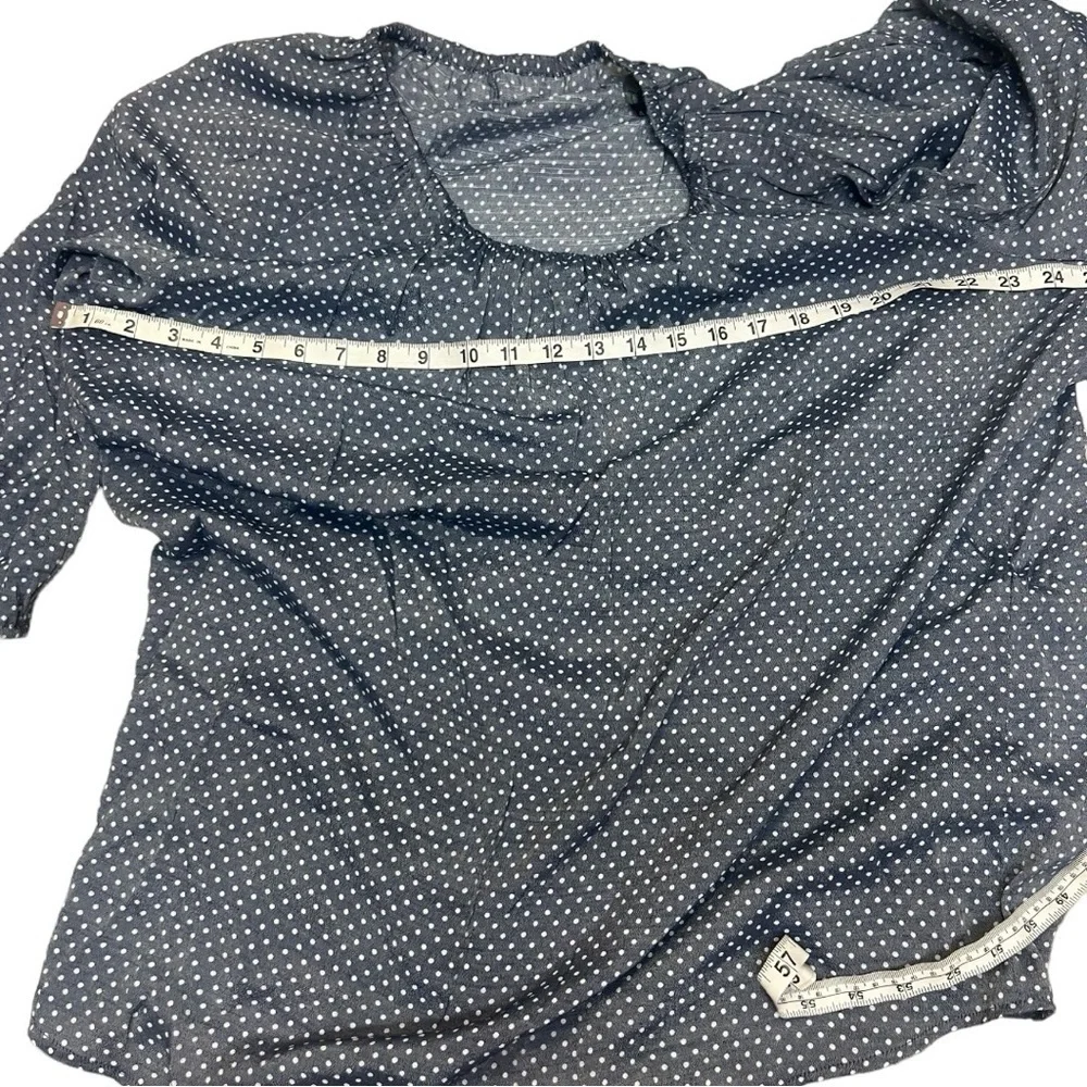 Plus Size Polka Dot Tunic Top 1X Blue White Peasant Blouse Boho - Picture 5 of 6